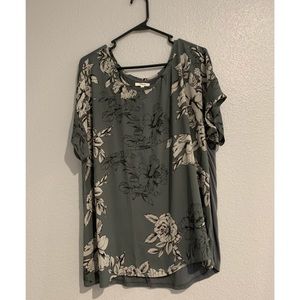Grey floral blouse